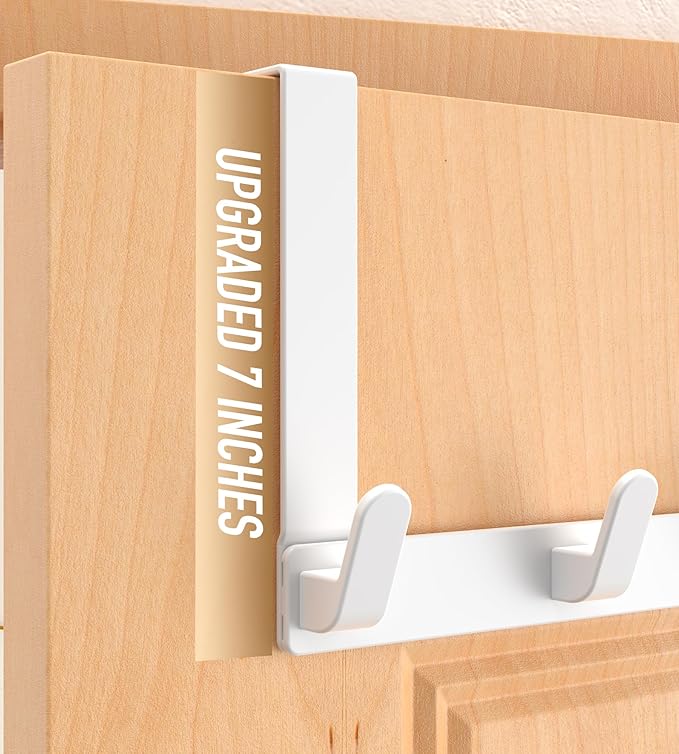 CHAUNCEY HOME Over The Door Hooks Hanger, Heavy Duty Rack for Winter Coat, Fits 1 3/4" Doors, L7U - Bathroom Accessories and Towel Organizer Holder - White