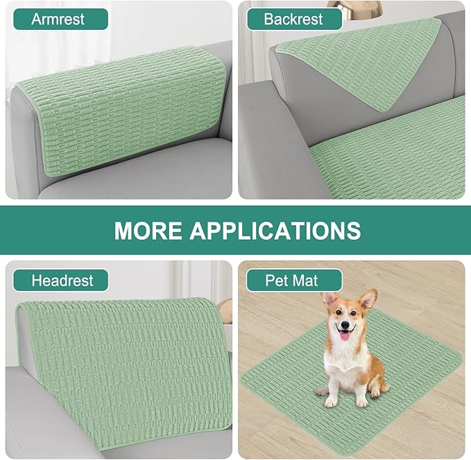 Foxdecor Couch Arm Cover Sofa Armrest Cover Armchair Covers, Anti-Slip Couch Arm Protectors Sofa Arm Covers Pack of 2pcs. (Sage Green 24x28 Inch)