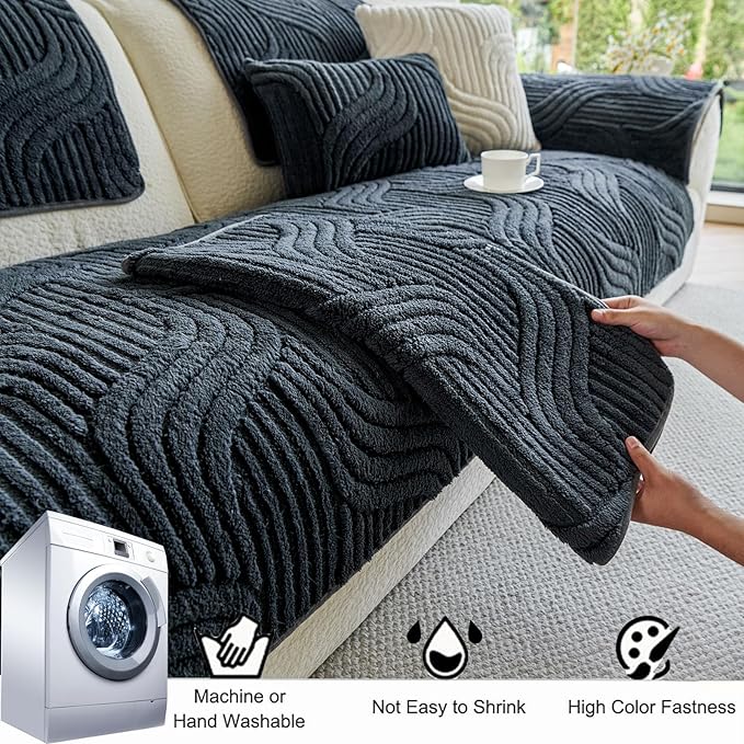 Jecpuo Washable Pet Couch Cover Protector for Sectional Sofa Armrest Headrest Covers Pad Anti-Slip Pet Friendly Boho Loveseat Slipcovers