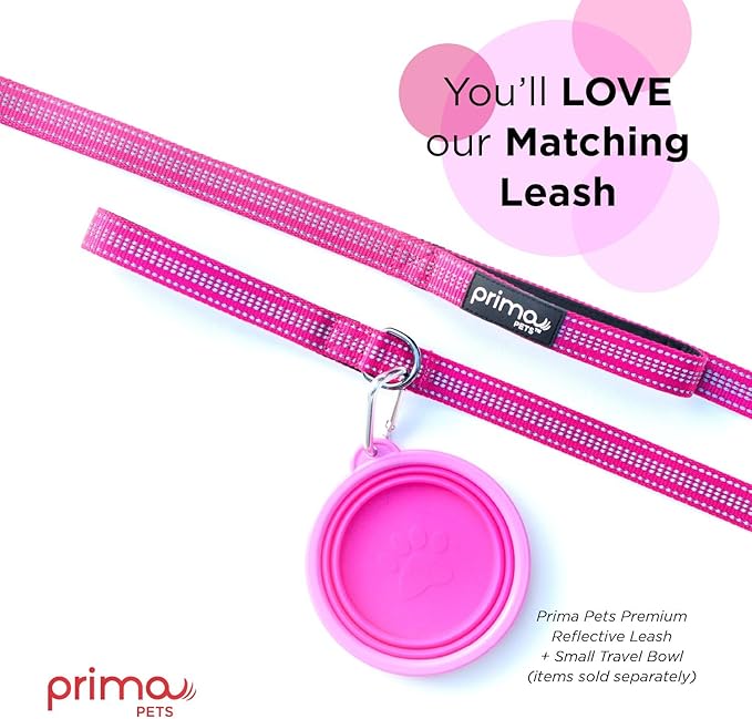 Prima Pet Expandable/Collapsible Silicone Food & Water Travel Bowl with Clip for Small & Medium Dog and Cat, Size: 1.5 Cups (5.1 Inch Diameter Bowl) (Pink)