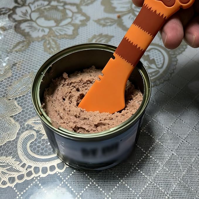 Cat Spoons for Wet Food Pet Can Lid Cover, Silicone Multi-Function Cute Paw Shape Opener Spatula Cat Food Spoon Cat Food Can Lid (Mixing colors)