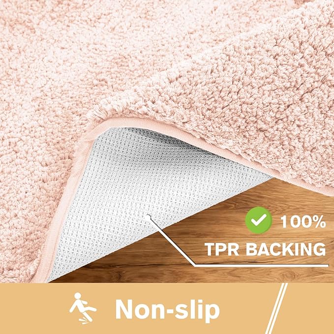 Dusty Pink Bathroom Rugs 24"x40" – Large Plush Microfiber Bath Mat, Soft Non Slip Floor Mat, Absorbent and Washable Rug – Perfect for Bathroom or Bedroom Use