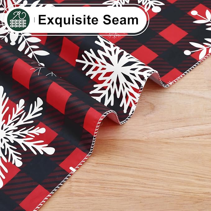 misaya Rectangle Waterproof Vinyl Table Cloth, Wipeable Tablecloth with Flannel Backing, Plastic Table Cover for Dinner, Christmas Party (Red & Black, 52" x 70")