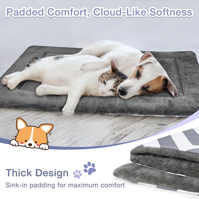 Catalonia Classic Waterproof Dog Mat, Portable Reversible Pet Travel Mat, Pet Cushion Pad with Handle for Small Medium Dogs Cats, Indoor or Outdoor, 127 x 70 cm, Gray Wavy