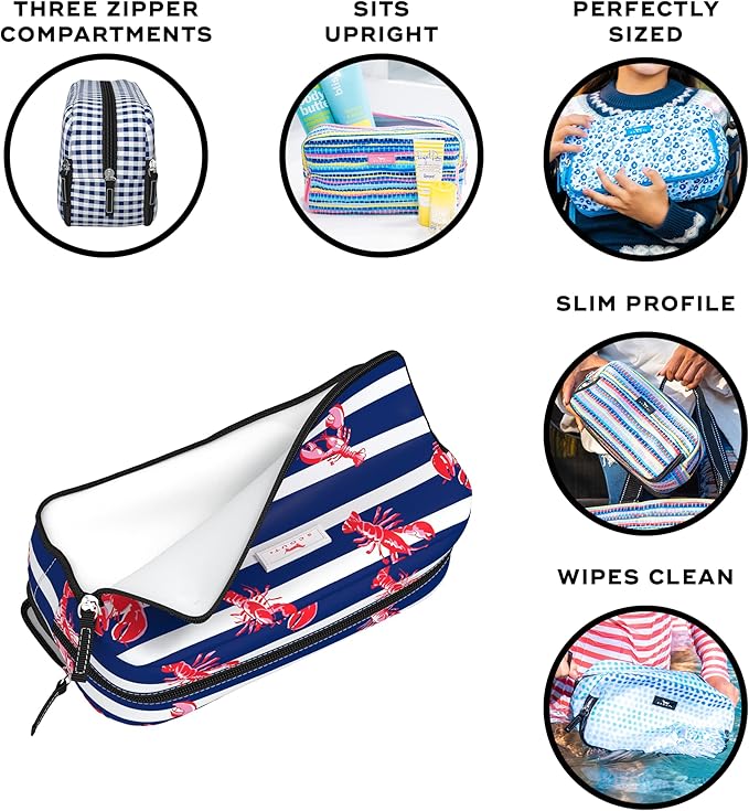 SCOUT 3-Way Bag - Travel Makeup Pouch and Toiletry Bag for Women with Three Zipper Compartments - Stands Upright, Wipes Clean