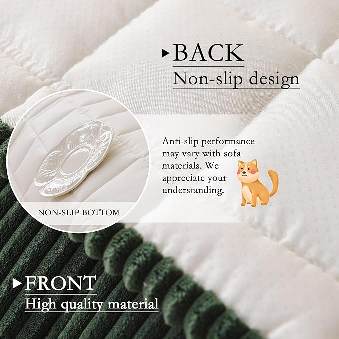 MYSKY HOME Couch Cover for Dogs Washable, Dog Sofa Couch Covers,Washable Non-Slip Couch Sofa Cover Protector Dog Mat for 3 Cushions and Sofas(Moss Green,27.6" x 82.7")