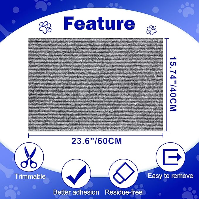 ENONCI 23.6x15.8 Couch Wall Corner Protection for Indoor Cats,Anti Scratch Furniture Protector from Cats Scratching,Trimmable Climbing Cat Scratcher Pad Play Mat Easy Use for Cat Board/Door/Carpet