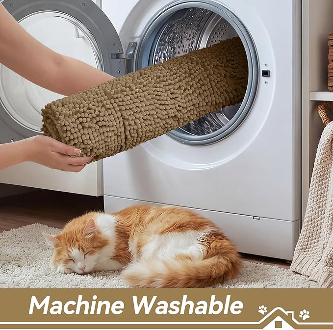 Bcoimo Super Absorbent Cat Door Mat, 24"*17" Anti Slip Mat for Muddy Paws, Pet Rugs for Dirty Paws Washable That Absorbs Moisture and Dirt, for Cat Cage and Pet Resting Carpet
