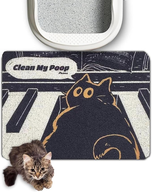 Lukamoo® Cute Cat Litter Mat (24’’x16’’), for Kitty Litter & Cat Litter Box, Independent Artist Designed (Melody)