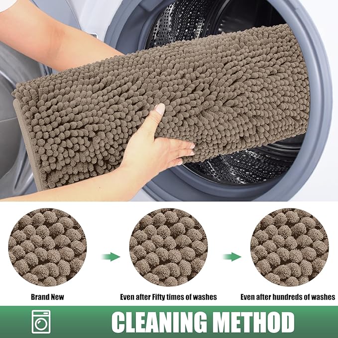 IM HOME Chenille Absorbent Outdoor Doormat 36" x 24", Washable Muddy Door Mats for Dog Non Slip Indoor Doormat Dog Mat for Muddy Paw Front Inside Doormats for Entryway Beige