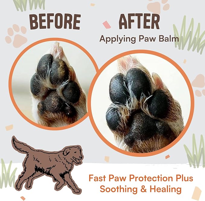 Dog Paw Pad Balm, Lick Safe 2.1 oz | Nose and Paw Balm for Dogs | Organic Dog Paw Protector with Wheatgrass | Soothing Dog Moisturizer for Dry Skin | Dog and Cat Paw Balm for Healing Cracked Skin