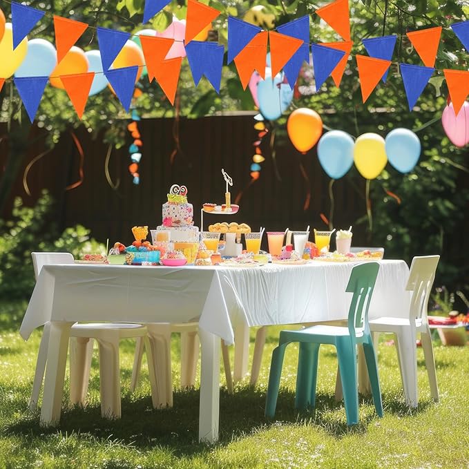 HESTYA 42 Pcs Colorful Pennant Banner Flag Blue Orange Bunting Triangle Banner Pennants for First Day of School Back to School Birthdays Classroom Carnival Garland Party Hanging Decorations