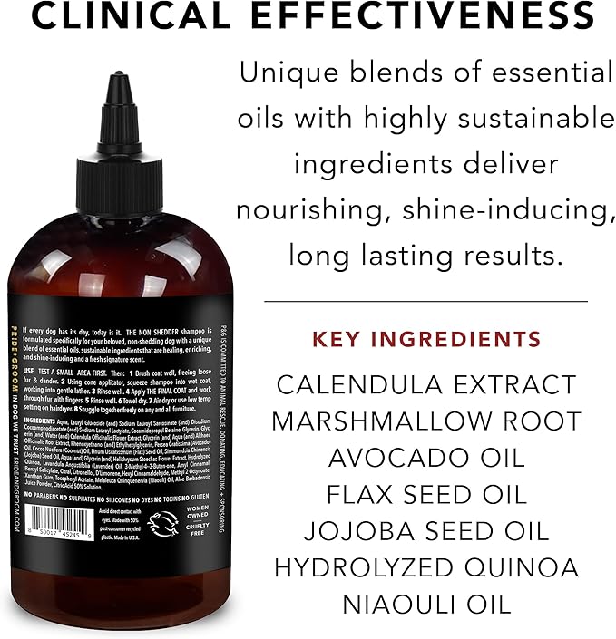 Pride and Groom The Non Shedder | Dog Grooming Shampoo for Doodles and Dogs That Do Not Shed | Tearless All Natural Body Wash with Coat-Specific Ingredients That Enhance Shine – 16oz