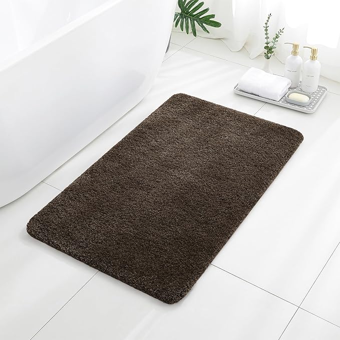 Brown Bathroom Rugs 24"x40" – Large Plush Microfiber Bath Mat, Soft Non Slip Floor Mat, Absorbent and Washable Rug – Perfect for Bathroom or Bedroom Use