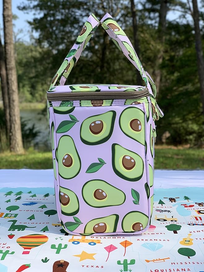 Kwang Min Avocado Insulated Lunch Bag for Women,Reusable Lunch Box,Large Cooler for Office,Picnic Outdoors,Premium Durable Fabric,Light,Ideal Summer Bag (Avocado Pink)