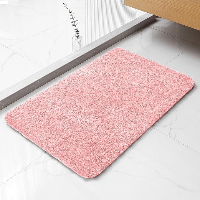 Pink Bathroom Rugs 20"x32" - Soft Plush Bath Mat, Non Slip Absorbent Microfiber Bathroom Rug, Machine Washable Floor Mat - Perfect for Vanity, Sink or Bathtub Area
