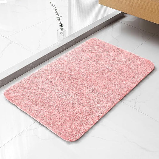 Pink Bathroom Rugs 20"x32" - Soft Plush Bath Mat, Non Slip Absorbent Microfiber Bathroom Rug, Machine Washable Floor Mat - Perfect for Vanity, Sink or Bathtub Area
