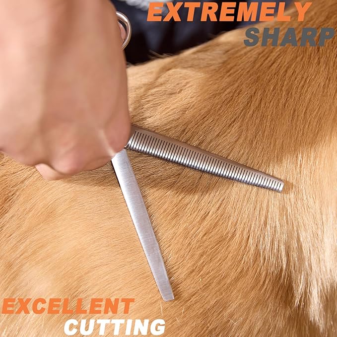 High-end Professional Dog Grooming Thinning Scissors Teeth Cutting Blending Shears Pet Texturizing Shears 7.5 Inch Extremely Very Sharp Stainless Steel Alloy For Cat Other Animals Groomer