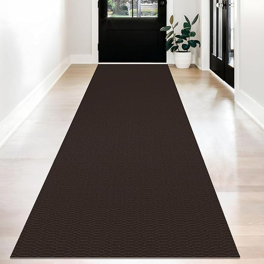 KOZYFLY Washable Runner Rug 3x12 ft Hallway Kitchen Runner Rugs with Rubber Backing Bobo Non Slip Entryway Runner Indoor, Long Carpet Runners for Hall Kitchen Entryway, Dark Coffee/Brown