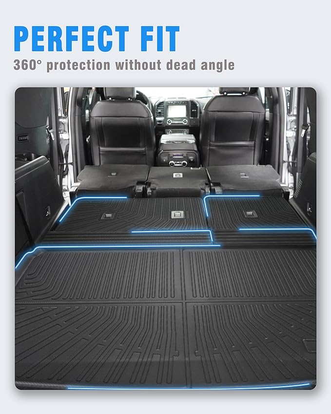 Cargo Liners Backrest Mat for Ford Expedition Max/Lincoln Navigator L Accessories 2018-2024 with Hook&Loop Rear Trunk Mat Rear Seat Back Cover Protector All Weather Anti-Slip Split Dog Liner