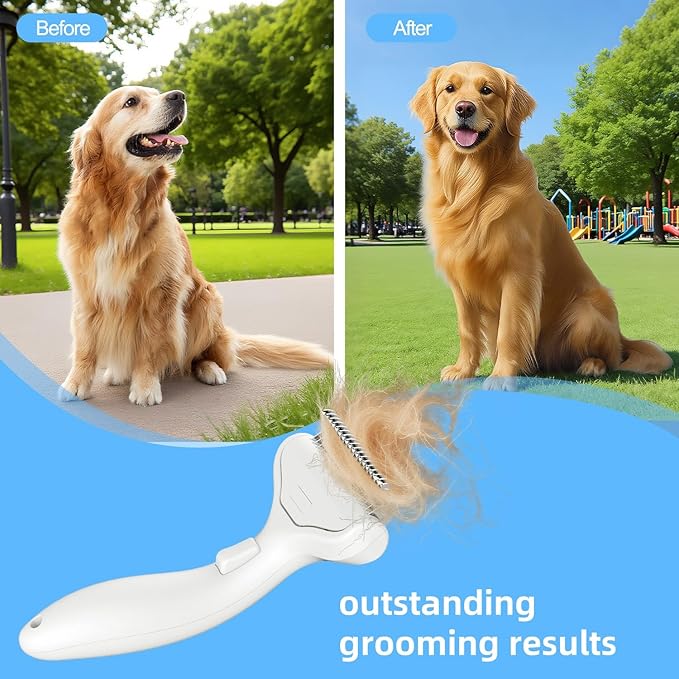 Undercoat Rake for Dogs & Cats, Deshedding Brush for Long haired Pets,Dog Brush for Shedding with Release Button,Best Cat Undercoat Brush&Deshedding Tool for Grooming