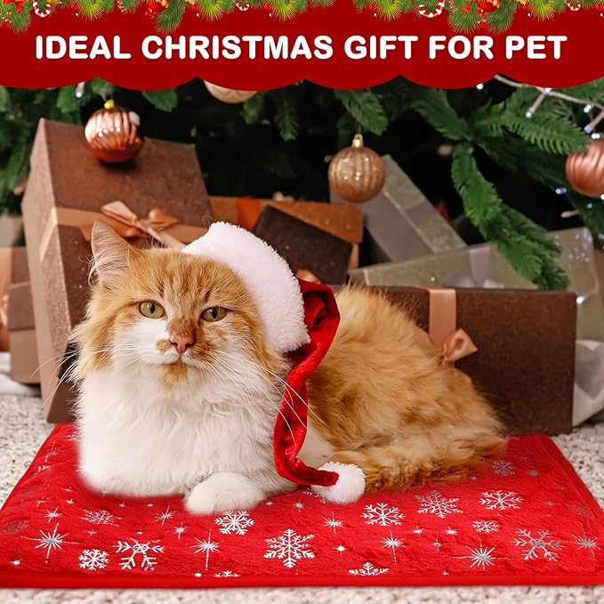 Clysee 4 Pack Self Heating Cat Bed Cat Self Warming Pad with Removable Cover Extra Warm Thermal Pet Pad Washable Pet Crate Mat Anti Slip Kennel for Indoor Outdoor Pets (Snowflake,16 x 20 Inches)