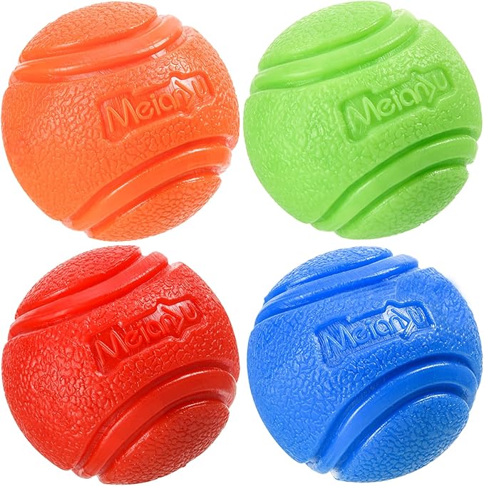 4 Pcs Rubber Balls, 2.75in/7cm in Diameter for Large Dogs Over 60 Lbs - High Bounce, Waterproof, Chew Resistant Toy Balls Belgian Malinois Gifts (7cm)