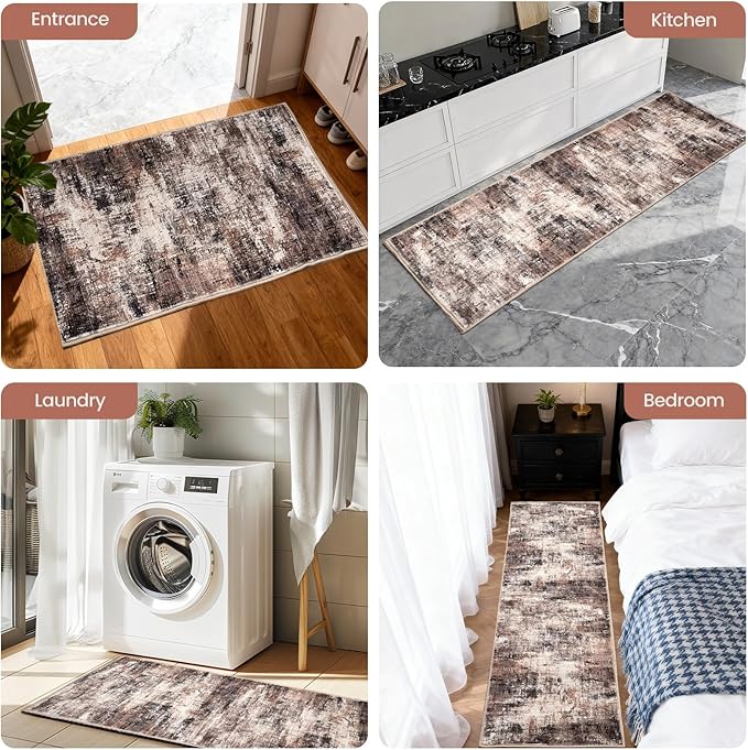Kitchen Rug Set 3Pcs, Boho Rug Sets Non Slip Washable for Floor Thick Farmhouse Kitchen Decor Runner Rugs for Kitchen, Entryway，Laundry, Hallways 20''x32''+20''x48''+20''x59