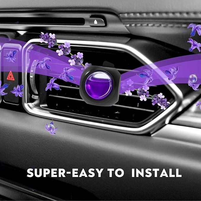 Car Air Freshener Vent Clips, 8 Pack, Provides Long-Lasting Scent, Up to 240 Days, Odor Eliminator (Lavender)