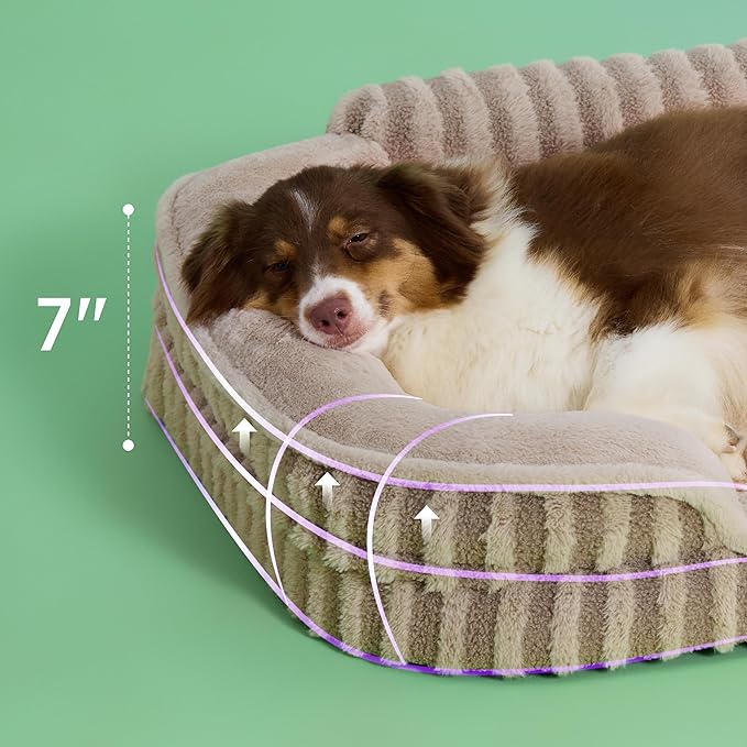 LE SURE Cute Dog Beds Large Sized Dog, Orthopedic Waterproof Large Pet Bed with Sides, High Back Non-Slip Bottom and Egg-Crate Foam Pet Couch Sofa with Washable Removable Cover, Hazel