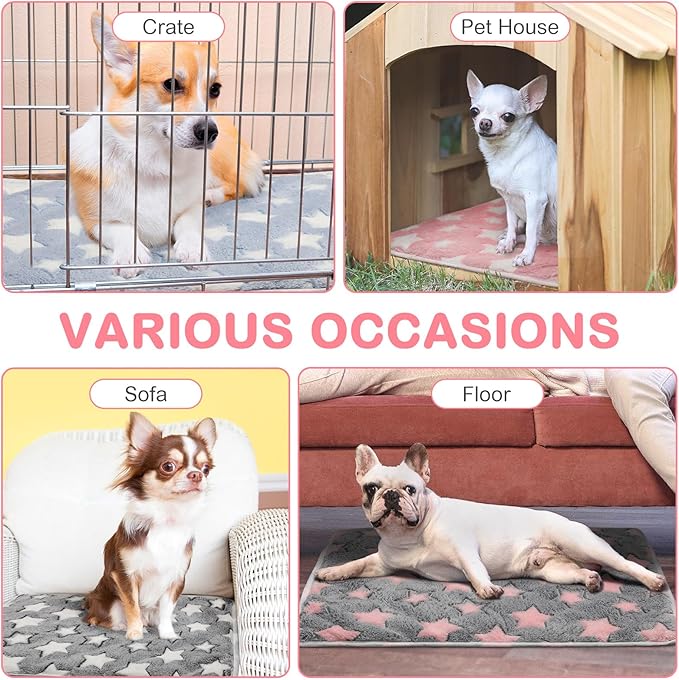 Clysee 4 Pack Self Heating Cat Bed Cat Self Warming Pad with Removable Cover Extra Warm Thermal Pet Pad Washable Pet Crate Mat Anti Slip Kennel for Indoor Outdoor Pets(Star,20 x 28 Inches)