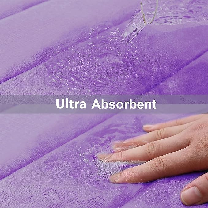 Buganda Memory Foam Bath Mat, 35.4" x 24", Ultra Soft and Non-Slip Bathroom Rugs, Water Absorbent and Machine Washable Bath Rug Runner for Bathroom, Shower, and Tub, Lavender