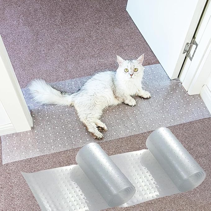 Cat Scratch Carpet Protector Mat - 3 Pack Clear Plastic Floor Protector for Pets - 3.6FT Universal Anti-Scratch Door Mat Under Furniture & Doorways, Non-Slip PVC Runner for Dogs/Cats