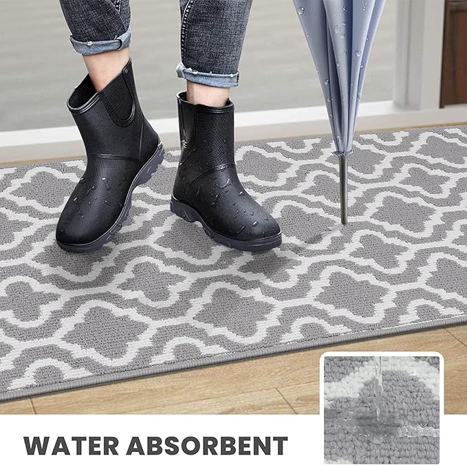 HEBE Indoor Door Mat 32"x48" Non Slip Front Door Welcome Mats Washable Shoe Mats Dirt Trapper for Entryway Low Profile Kitchen Carpet for Entrance Hallways Entrance Mat for Dogs