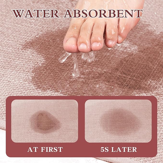 chakme Bathroom Rugs Mat 24x17, Ultra Thin Non Slip Bath Mat Small Quick Dry Absorbent Bath Mat for Bathroom Floor, (Pink, 24"x17")