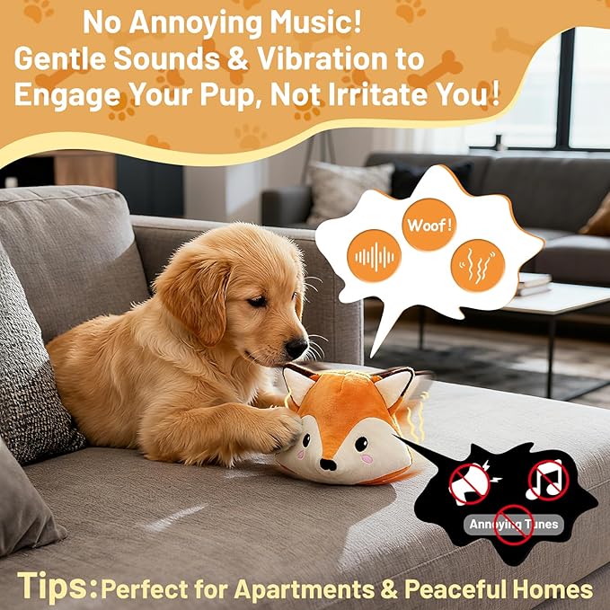 VYsTN Automatic Puppy Toy for Anxiety & Boredom Relief - Self-Moving, Bouncing & Vibrating with Sound for Mental Stimulation | Rechargeable, Chew-Resistant for All Breed Sizes