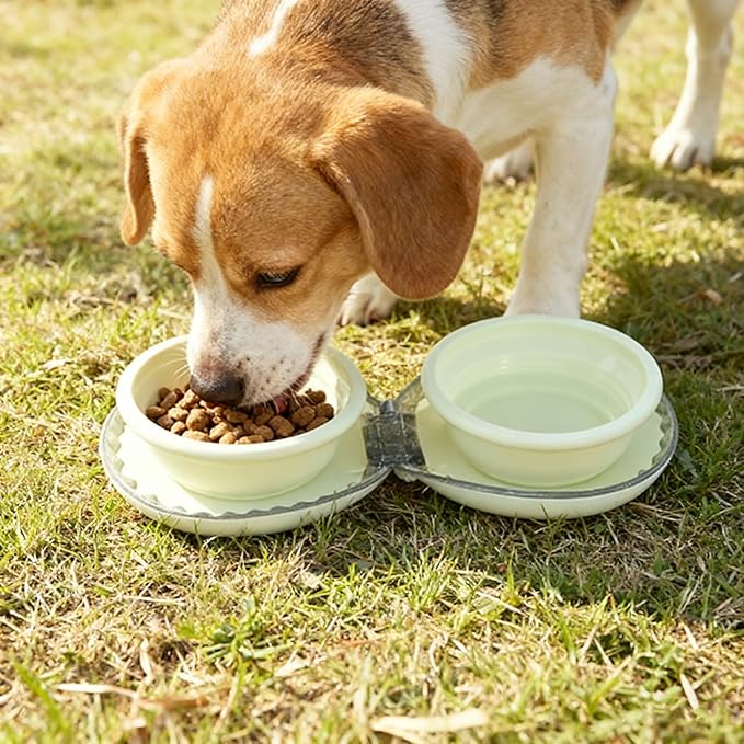 Collapsible Dog Bowls,2-in-1 Pet Bowl, Cat Bowl,Portable Pet Bowl, Suitable for Travel, Camping, and Hiking (Light Yellow)
