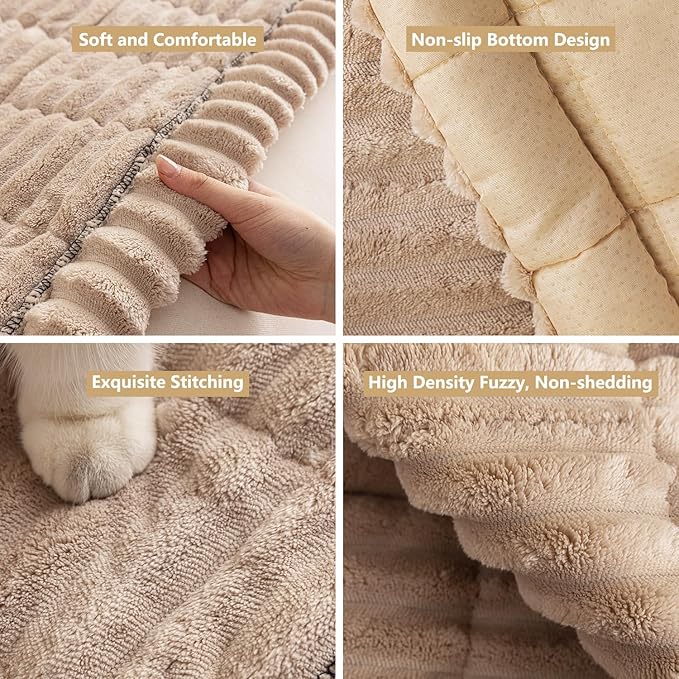 Dog Bed Mat for Car Backseat Extender, Non-Slip Pet Bed Mat for Car Back Seat Protector Cover, Furry Dog Couch Cover, Washable Travel Dogs Bed for Cars, SUVs, Sedans. (51" x 24") (Coffee, M)