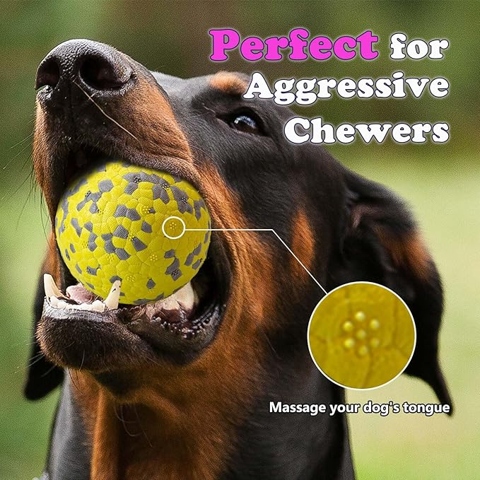 POUPUA 2-Pack Super Bouncy Dog Balls — Lightweight & Safe (Won’t Hurt Dogs), Indestructible Tennis Balls for Aggressive Chewers, Durable Floating Fetch Toys for Small & Medium Dogs