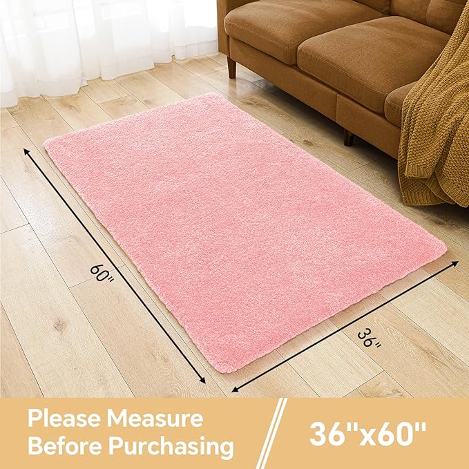 Pink Bathroom Rugs 36"x60" - Extra Large Microfiber Bath Mat, Non Slip Absorbent and Washable Bathroom Rug, Plush Fluffy Floor Mat - Ideal for Spacious Bathrooms or Bedrooms