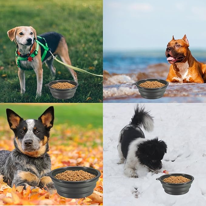 Comsun Collapsible Dog Bowls, 2-Pack Foldable Expandable Cup Dish for Pet Cat Hiking Food Water Feeding Dog Travel Bowl