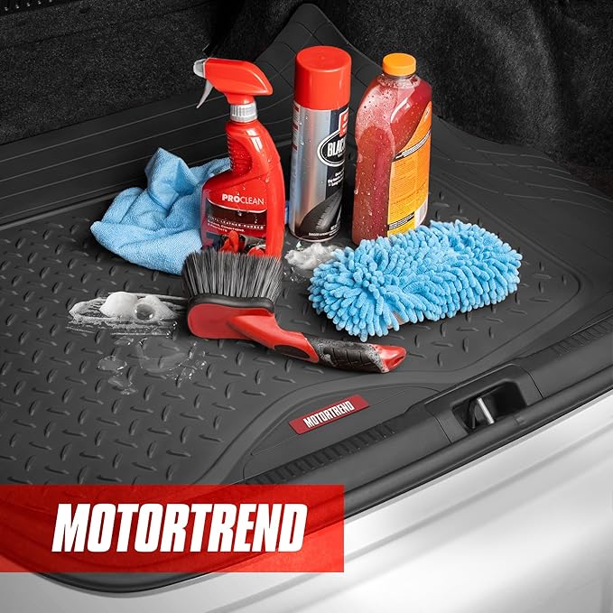 Motor Trend Heavy Duty Utility Cargo Liner Floor Mats for Car Truck SUV, Trimmable to Fit Trunk, All Weather Protection Black 31.5" x 50" BK