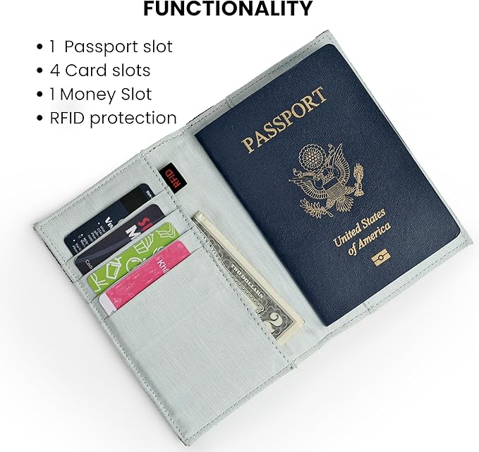 Sherpani Vienna, RFID Blocking Passport Holder, Travel Passport Cover Wallet, Travel Documents Organizer Protector for Women, Travel Gift (Straw Lite)