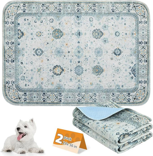 KOOLTAIL Washable Pee Pads for Dogs,2 Pack Super Absorbent Reusable Puppy Training Pads Waterproof, Nonslip and Leak-Proof Dog Pee Pads, Large Pet Mats Whelping Pads for Floor, Crate, Couch 24 * 36"