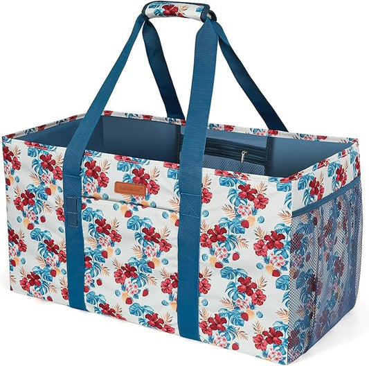 WONDAY Extra Large Reusable Grocery Bag Carrier with Handle, Thirty One Utility Tote Foldable for Shopping and Beach