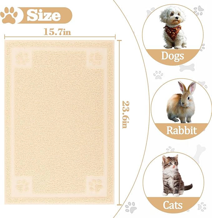 Darkyazi Pet Feeding Mat Large for Dogs and Cats,24"×16" Flexible and Easy to Clean Feeding Mat,Best for Non Slip Waterproof Feeding Mat. (Beige)