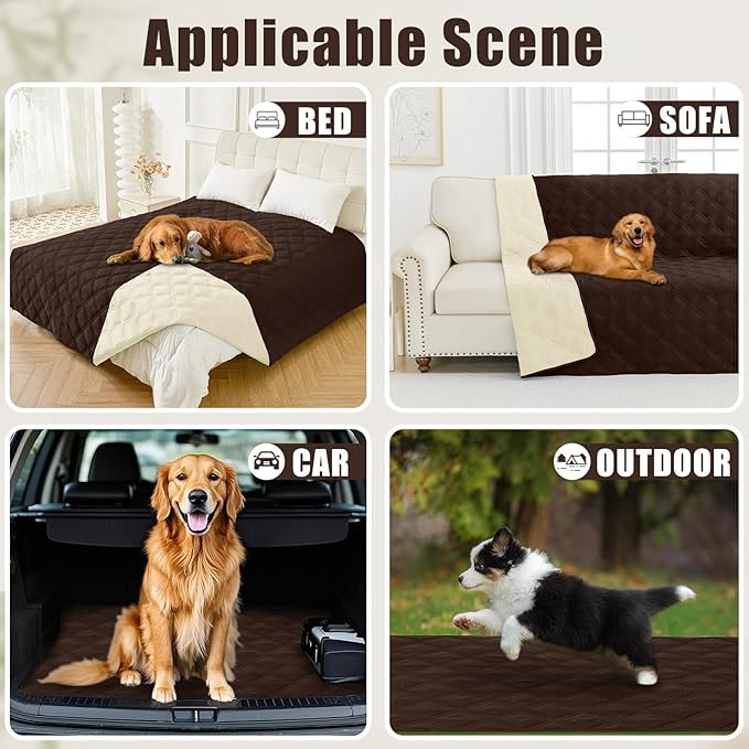 Smiry Waterproof Dog Bed Cover Blanket 40x80, Soft Reversible Pet Blanket, Washable Leakproof Cats Dogs Couch Cover for Sofa, Couch, Furniture, Lattice, Chocolate/Beige