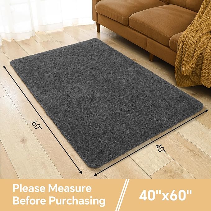 Dark Gray Bathroom Rugs 40"x60" – Oversized Plush Non-Slip Microfiber Bath Mat, Absorbent & Washable – Ideal for Large Bathrooms or Living Rooms