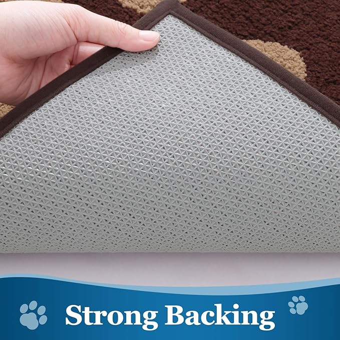 Buganda Dog Door Mat for Muddy Paws, Absorbent Dirt Trapper Washable Indoor Doormats, Non Slip Low-Profile Mud Mat for Dogs, Front Entrance Doormat for Inside Floor (59x24 Inches, Brown)