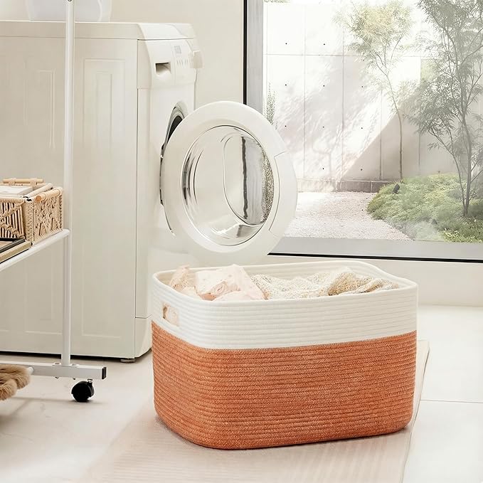Blanket Basket,Rectangle Woven Baskets for Storage,65L Laundry Basket for Decorative Nursery Blanket,Toys,Dirty Clothes and Magazine in Shelves,Baby Room,and Living Room